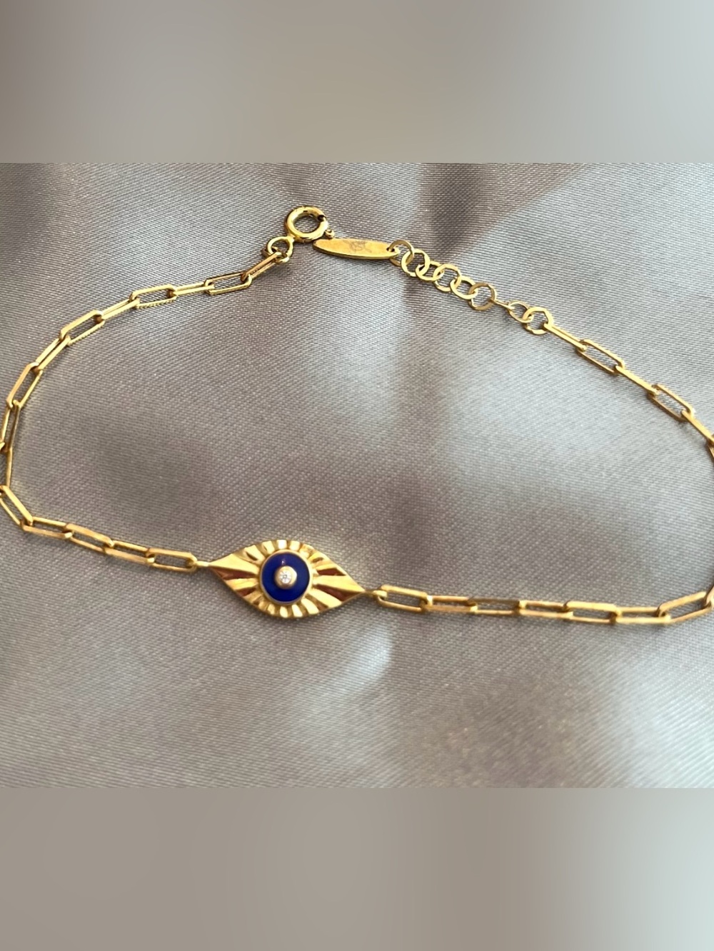 925 Silver Gold Tone Evil Eye Chain Bracelet with Blue Detail🧿